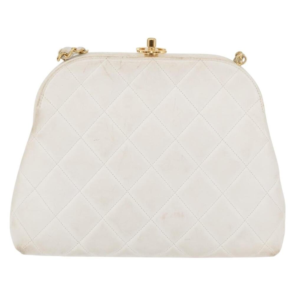 Chanel Matelasse Lambskin Chain Shoulder Bag White
